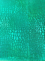 Load image into Gallery viewer, Green Foil Dragon Scale Spandex Fabric – Holographic Metallic Stretch Fabric – Mermaid, Costume, Dancewear, Activewear by the Yard
