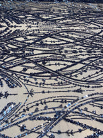 Load image into Gallery viewer, Navy Luxury Sequin Fabric on Mesh Beaded Sequin Lace – Glamorous Evening Dress, Gown &amp; Couture Fabric by the Yard
