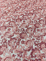 Load image into Gallery viewer, Blush Pink Corded Lace Fabric | Floral Embroidered Lace | Bridal, Formal Dress, Evening Gown, Craft &amp; Decor Fabric
