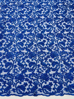 Load image into Gallery viewer, Royal Blue Corded Lace Fabric | Floral Embroidered Lace | Bridal, Formal Dress, Evening Gown, Craft &amp; Decor Fabric
