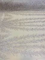 Load image into Gallery viewer, White Celestial Fern Beaded Lace Fabric – Crystal Embroidered Tulle | Bridal, Evening Gown, Couture by the Yard
