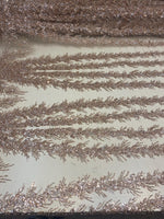 Load image into Gallery viewer, Rose champagne Celestial Fern Beaded Lace Fabric – Crystal Embroidered Tulle | Bridal, Evening Gown, Couture by the Yard
