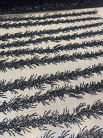 Load image into Gallery viewer, Black Celestial Fern Beaded Lace Fabric – Crystal Embroidered Tulle | Bridal, Evening Gown, Couture by the Yard
