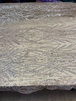 Load image into Gallery viewer, Ivory Luxury Sequin Fabric on Mesh Beaded Sequin Lace – Glamorous Evening Dress, Gown &amp; Couture Fabric by the Yard
