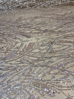 Load image into Gallery viewer, Ivory Luxury Sequin Fabric on Mesh Beaded Sequin Lace – Glamorous Evening Dress, Gown &amp; Couture Fabric by the Yard
