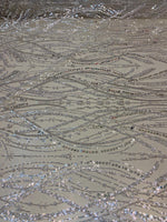 Load image into Gallery viewer, White Luxury Sequin Fabric on Mesh Beaded Sequin Lace – Glamorous Evening Dress, Gown &amp; Couture Fabric by the Yard
