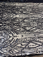 Load image into Gallery viewer, Black Luxury Sequin Fabric on Mesh Beaded Sequin Lace – Glamorous Evening Dress, Gown &amp; Couture Fabric by the Yard
