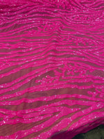 Load image into Gallery viewer, Hot Pink Sequin Vine Mesh Fabric | All-Over Sequin Embroidered Net | Glam Evening, Gown &amp; Dress Fabric | Sold by the Yard
