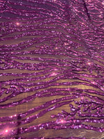 Load image into Gallery viewer, Violet Sequin Vine Mesh Fabric | All-Over Sequin Embroidered Net | Glam Evening, Gown &amp; Dress Fabric | Sold by the Yard
