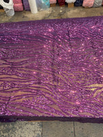Load image into Gallery viewer, Violet Sequin Vine Mesh Fabric | All-Over Sequin Embroidered Net | Glam Evening, Gown &amp; Dress Fabric | Sold by the Yard
