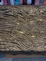 Load image into Gallery viewer, Black /Gold Sequin Vine Mesh Fabric | All-Over Sequin Embroidered Net | Glam Evening, Gown &amp; Dress Fabric | Sold by the Yard
