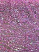 Load image into Gallery viewer, Pink Sequin Vine Mesh Fabric | All-Over Sequin Embroidered Net | Glam Evening, Gown &amp; Dress Fabric | Sold by the Yard
