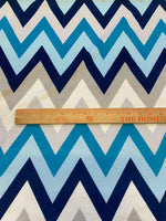 Load image into Gallery viewer, Luxury Chevron Minky Fabric – Soft Plush Blue &amp; Neutral Zig Zag – Baby Blanket, Throw, Quilt Backing, Sewing Fabric by the Yard
