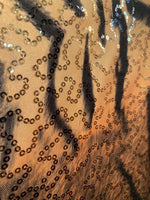 Load image into Gallery viewer, Tiger Sequin Mesh Fabric – Sparkly Stretch Lace with Sequin Pattern – Costume, Dancewear, Evening &amp; Fashion Fabric by the Yard
