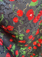 Load image into Gallery viewer, Black cherry Sequin Mesh Fabric – Sparkly Stretch Lace with Sequin Pattern – Costume, Dancewear, Evening &amp; Fashion Fabric by the Yard
