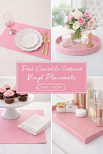 Load image into Gallery viewer, Pink Crocodile Vinyl Placemat | Luxury Faux Leather Table Mat | 14” x 14” Decorative Placement

