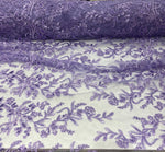 Load image into Gallery viewer, Purple Blossom Couture Lace Fabric Embroidered Sequin Floral Lace by the Yard, Luxury Wedding &amp; Table Decor Fabric
