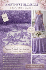 Load image into Gallery viewer, Blue Blossom Couture Lace Fabric – Embroidered Sequin Floral Lace by the Yard, Luxury Wedding &amp; Table Decor Fabric
