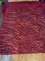 Load image into Gallery viewer, Burgundy Sequin Vine Mesh Fabric | All-Over Sequin Embroidered Net | Glam Evening, Gown &amp; Dress Fabric | Sold by the Yard
