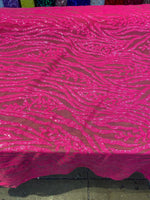 Load image into Gallery viewer, Hot Pink Sequin Vine Mesh Fabric | All-Over Sequin Embroidered Net | Glam Evening, Gown &amp; Dress Fabric | Sold by the Yard
