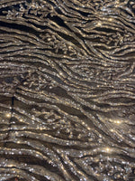 Load image into Gallery viewer, Black /Gold Sequin Vine Mesh Fabric | All-Over Sequin Embroidered Net | Glam Evening, Gown &amp; Dress Fabric | Sold by the Yard
