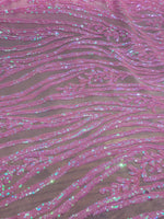 Load image into Gallery viewer, Pink Sequin Vine Mesh Fabric | All-Over Sequin Embroidered Net | Glam Evening, Gown &amp; Dress Fabric | Sold by the Yard
