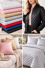 Load image into Gallery viewer, Red Quilted Diamond Satin Fabric – Soft Shiny Satin Material for Sewing, Home Decor &amp; Apparel
