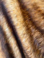 Load image into Gallery viewer, Luxury Golden Brown Faux Fur Fabric by the Yard – Soft Plush Fake Fur for Blankets, Rugs, Coats, Upholstery &amp; Crafts
