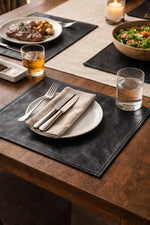 Load image into Gallery viewer, Luxury  Vinyl Placemats – 14x14 Faux Leather Table Mats with Stitched Edge | Modern Waterproof Dining Placemats | Easy Clean Home Decor
