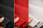 Load image into Gallery viewer, Dark green Perforated upholstery Faux Leather fabric per yard
