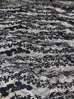 Load image into Gallery viewer, Black Sequin Lace Fabric by the Yard – Soft Floral Luxury Lace for Dresses, Bridal, Lingerie &amp; Decor
