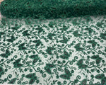 Load image into Gallery viewer, Emerald Butterfly Sequin Lace Fabric – 3D Embroidered Floral Mesh – Couture Beaded Tulle – Prom Dress, Evening Gown, Bridal, Formal Wear
