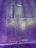 Load image into Gallery viewer, Purple Holographic Snake Print Spandex Fabric – 4 Way Stretch Iridescent– Festival, Dancewear, Costume Fabric by the Yard
