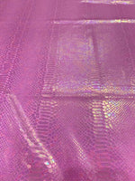 Load image into Gallery viewer, Pink Holographic Snake Print Spandex Fabric – 4 Way Stretch Iridescent– Festival, Dancewear, Costume Fabric by the Yard
