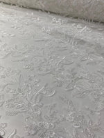 Load image into Gallery viewer, Off white Blossom Couture Lace Fabric Embroidered Sequin Floral Lace by the Yard, Luxury Wedding &amp; Table Decor Fabric
