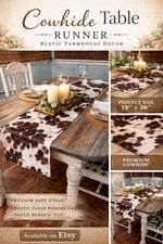 Load image into Gallery viewer, Mantel Table Linen Runner, Cow Hide Print Faux Suede Fur, holiday birthday baby shower home table decor
