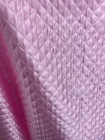 Load image into Gallery viewer, Pink Quilted Diamond Satin Fabric – Soft Shiny Satin Material for Sewing, Home Decor &amp; Apparel

