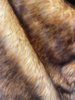Load image into Gallery viewer, Luxury Golden Brown Faux Fur Fabric by the Yard – Soft Plush Fake Fur for Blankets, Rugs, Coats, Upholstery &amp; Crafts
