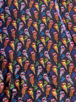 Load image into Gallery viewer, Ice Cream Lips Spandex Fabric – 4 Way Stretch Knit – Popsicle &amp; Sprinkle Print – Rave, Swimwear, Bodysuit Fabric by the Yard
