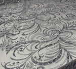 Load image into Gallery viewer, Gray Sequin Embroidered Lace Fabric – Luxury Floral Glitter Tulle – Bridal, Evening Gown, Prom Dress, Wedding Decor by the Yard
