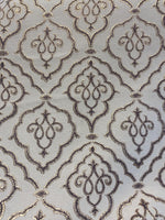 Load image into Gallery viewer, Bronze Damask Upholstery Fabric Scroll Medallion – Traditional Jacquard Home Decor Fabric by the Yard
