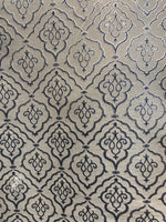 Load image into Gallery viewer, Black Damask Upholstery Fabric Scroll Medallion – Traditional Jacquard Home Decor Fabric by the Yard

