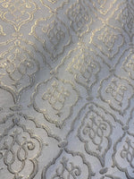 Load image into Gallery viewer, Gold Damask Upholstery Fabric Scroll Medallion – Traditional Jacquard Home Decor Fabric by the Yard
