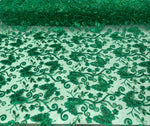 Load image into Gallery viewer, Kelly Green Butterfly Sequin Lace Fabric – 3D Embroidered Floral Mesh – Couture Beaded Tulle – Prom Dress, Evening Gown, Bridal, Formal Wear
