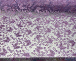 Load image into Gallery viewer, Lavender Butterfly Sequin Lace Fabric – 3D Embroidered Floral Mesh – Couture Beaded Tulle – Prom Dress, Evening Gown, Bridal, Formal Wear
