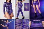 Load image into Gallery viewer, Purple Holographic Snake Print Spandex Fabric – 4 Way Stretch Iridescent– Festival, Dancewear, Costume Fabric by the Yard
