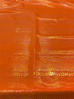 Load image into Gallery viewer, Orange Holographic Snake Print Spandex Fabric – 4 Way Stretch Iridescent– Festival, Dancewear, Costume Fabric by the Yard
