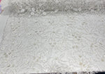 Load image into Gallery viewer, White 3D Floral Beaded Lace Fabric – Heavy Sequin Embroidered Mesh – Couture Bridal, Prom Dress, Evening Gown, Wedding Lace by the Yard

