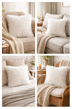 Load image into Gallery viewer, 1 Piece Bright White faux fur cushion  pillow 18x18 premium shaggy with zipper fur pillows sofa bed couch chair throw home decor
