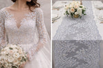 Load image into Gallery viewer, White Lace Fabric by the Yard – 16” Wide Embroidered Floral Lace Trim – Bridal Lace, Wedding Dress Lace, Veil Lace, Couture Lace Fabr
